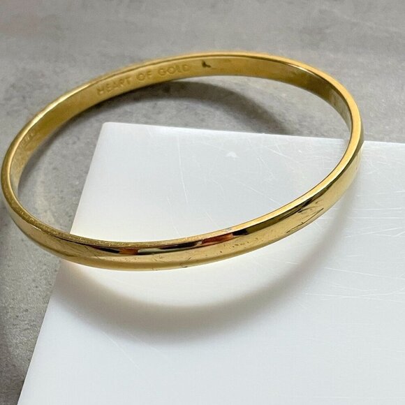 Kate Spade New York Jewelry - Kate Spade New York Idiom Heart of Gold Yellow Plated Bangle Bracelet 2.5"